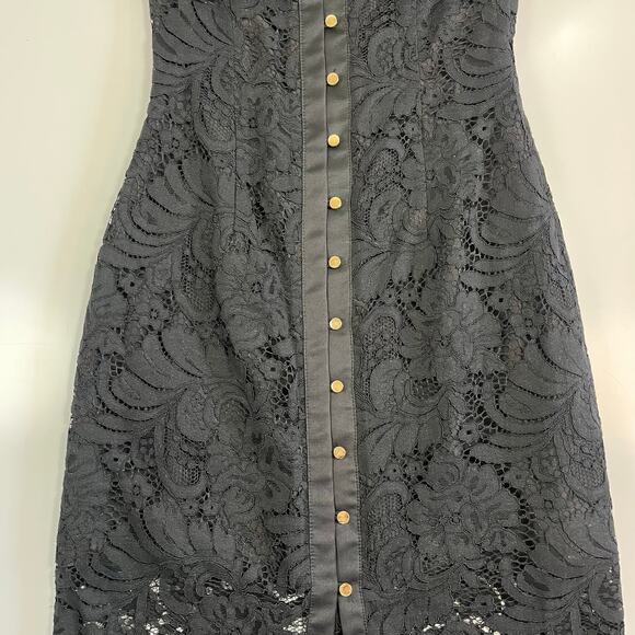 KEEPSAKE XXS Black Off The Shoulder Lace Pencil Short Sleeve Dress - Picture 2 of 10